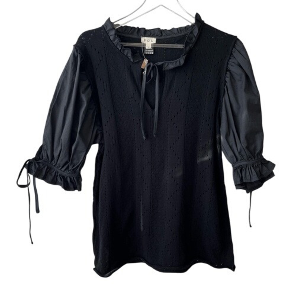 POL The PENELOPE Puff Sleeve Sweater‎ Top black small NWT